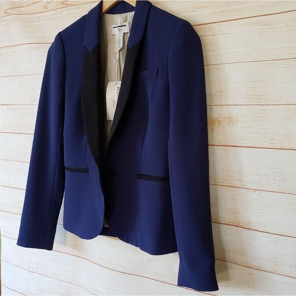 Public School for J. Crew Tailored Shawl Collar Tuxedo Jacket Blazer Royal Blue - Picture 5 of 12